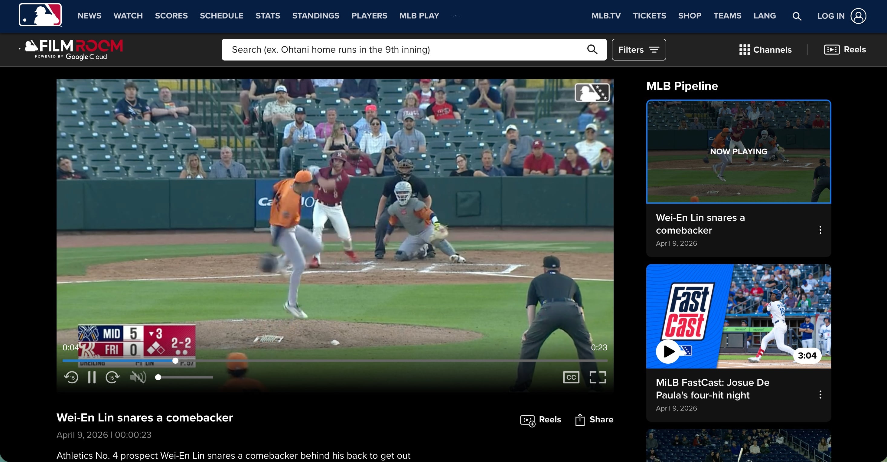 MiLB／林維恩超狂「背後接球神技」登上官網！本季第 2 度先發 3.2 局僅失 1 分！