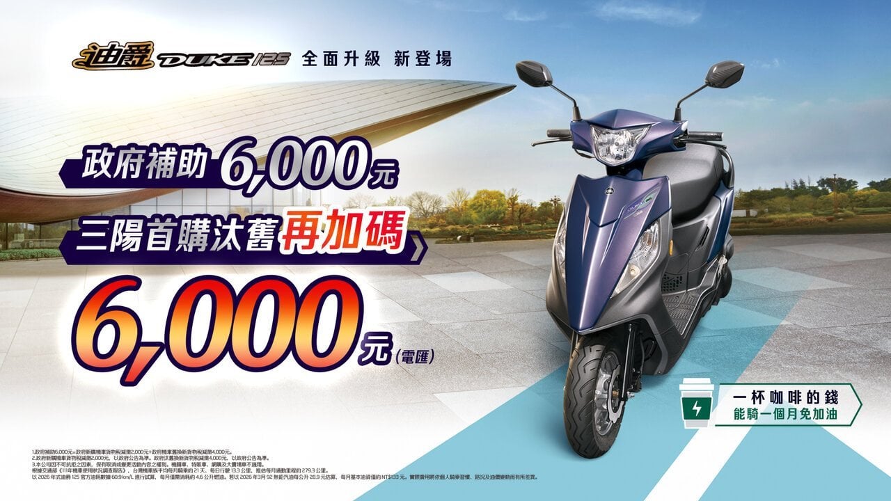 馬力歐代言 SYM 迪爵 125 大改款！油耗 60.9km/L 續航提升 20%、每月油資只要 133 元