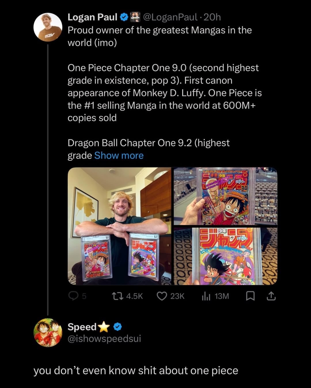 IShowSpeed 嗆 Logan Paul 根本不懂《航海王》！WWE 摔桌風波後兩人持續槓上