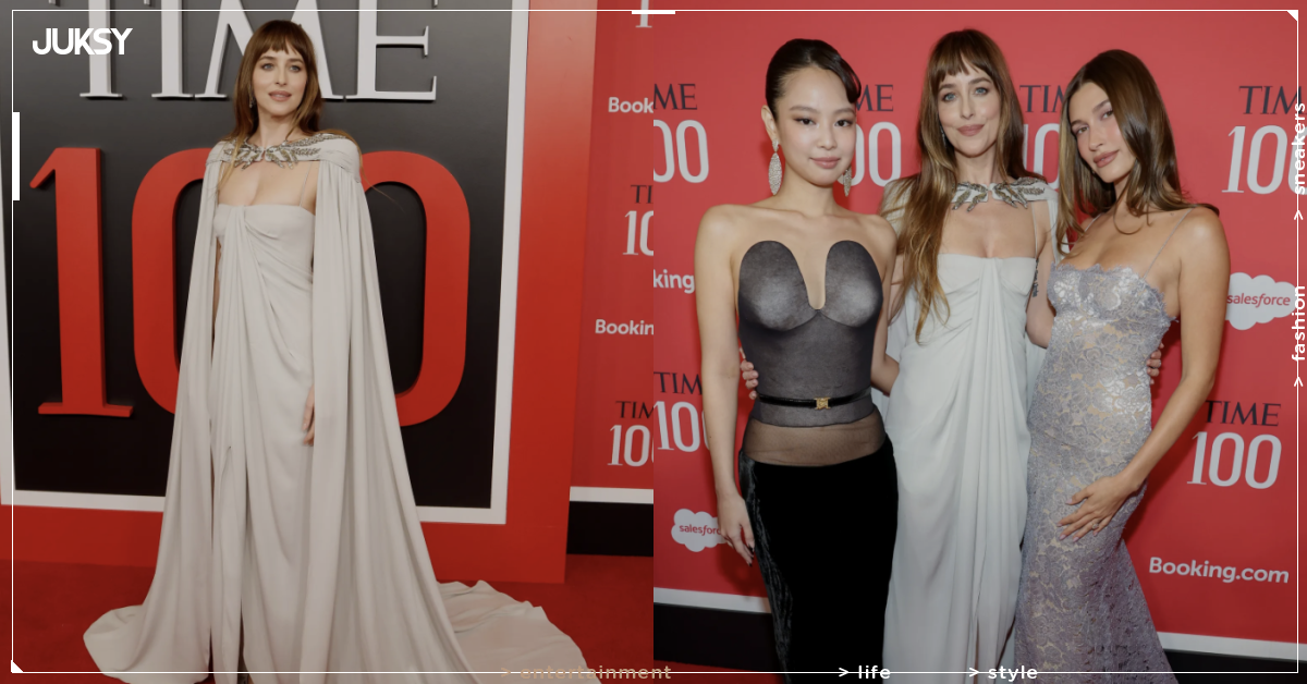 達珂塔強生 Dakota Johnson Valentino 斗篷禮服現身 TIME100 晚宴！希臘女神造型封神！