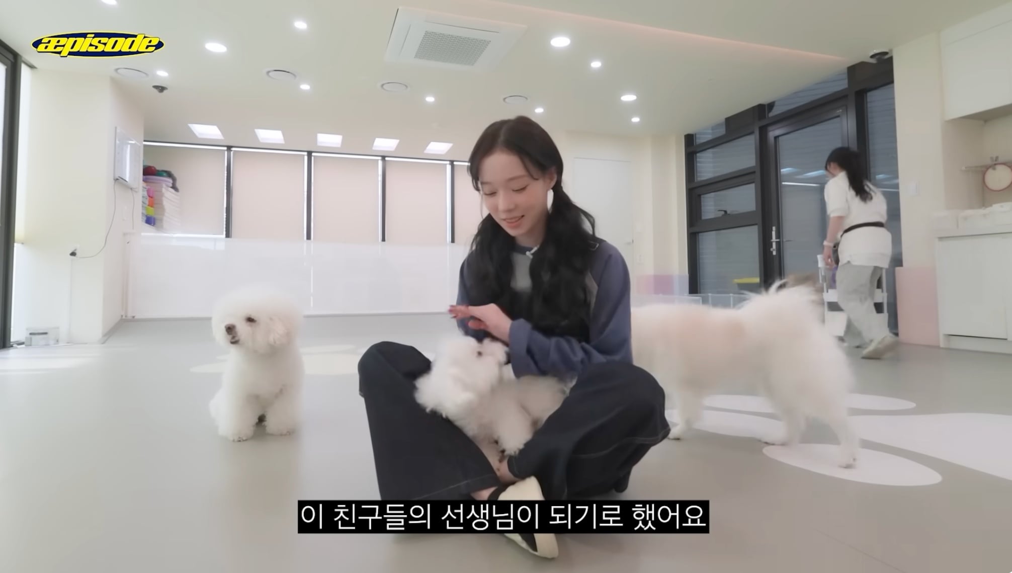 aespa Winter 化身「寵物幼稚園老師」與狗狗互動！網友被萌翻「根本小狗帶小狗！」