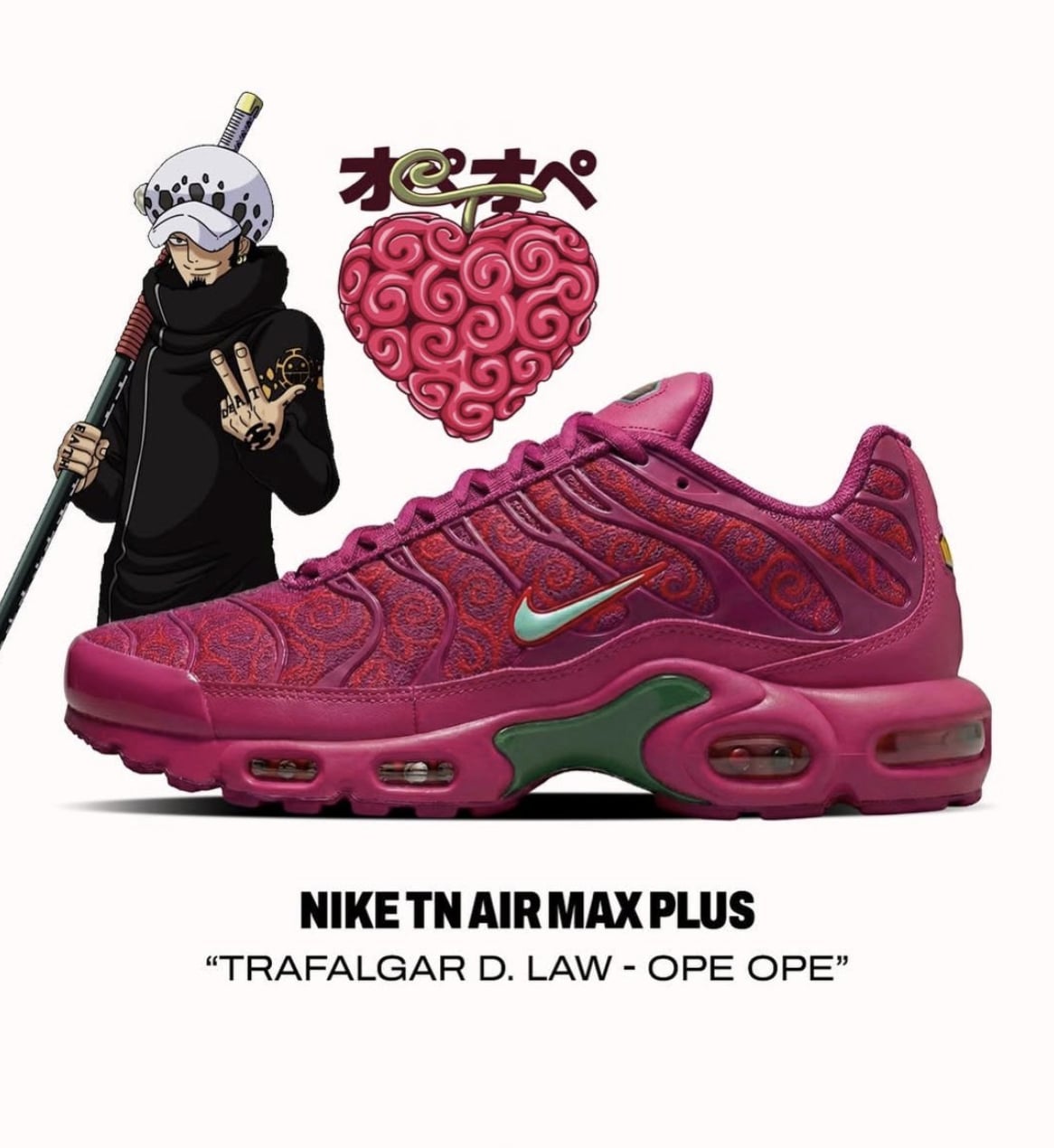 動漫迷必搶！《航海王》聯名 Nike Air Max Plus 鞋款曝光，魯夫、艾斯、羅「惡魔果實」設計一次看！