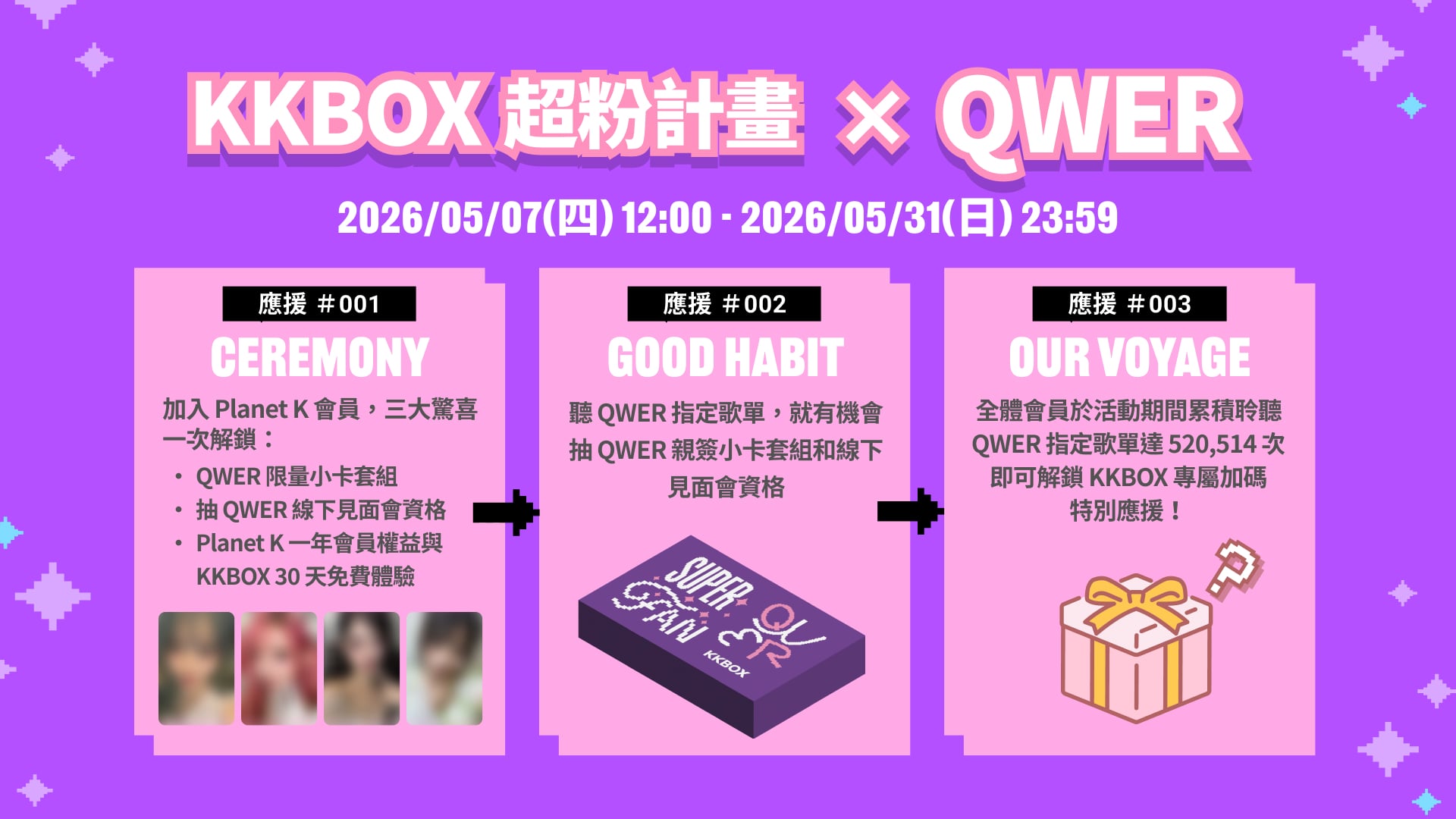 KKBOX 全新服務 Planet K！首波合作 QWER 推出超粉計畫，寵粉福利一次公開！