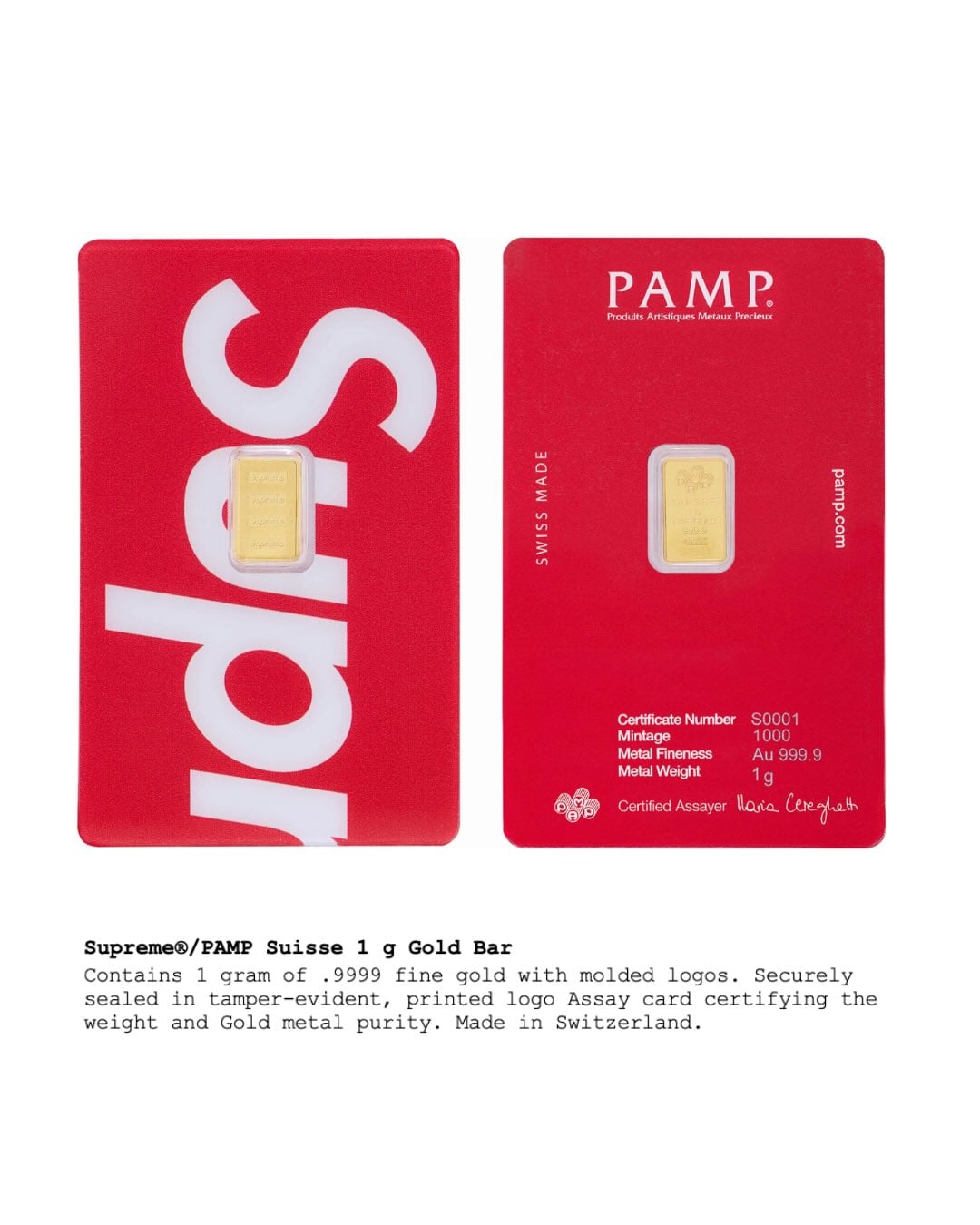 Supreme 這次真的要賣金條！攜手 PAMP Suisse 推出純金收藏品