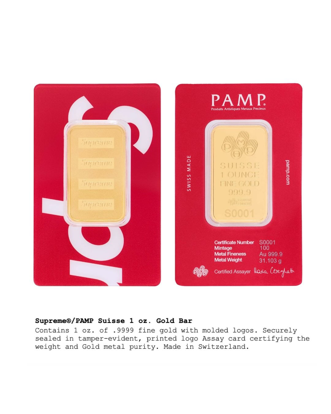 Supreme 這次真的要賣金條！攜手 PAMP Suisse 推出純金收藏品