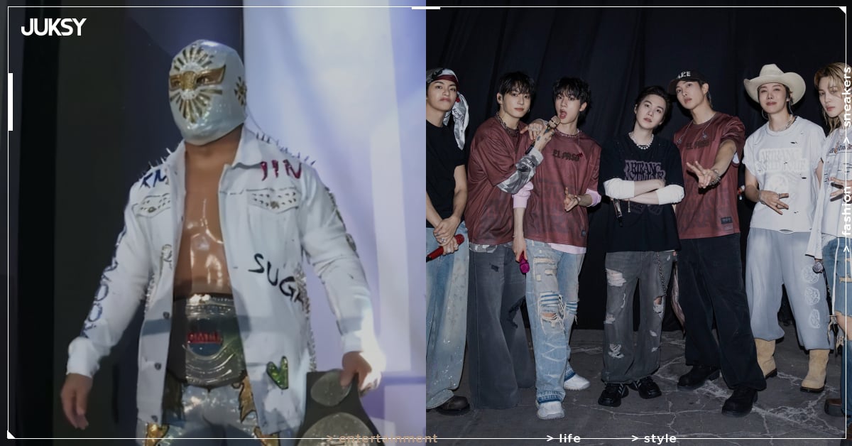 BTS 成員現身墨西哥摔角賽!戴面具觀賽照樣轟動全場!
