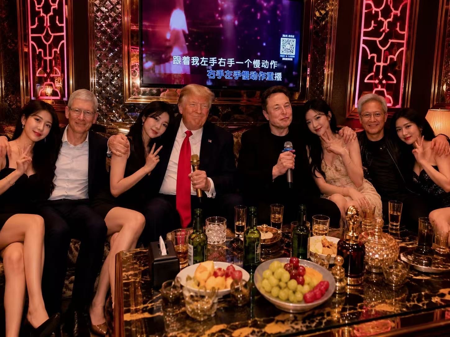 川普、馬斯克、提姆庫克、黃仁勳酒店同框 AI 合成圖瘋傳！意外釣出本尊留言掀全網熱議！