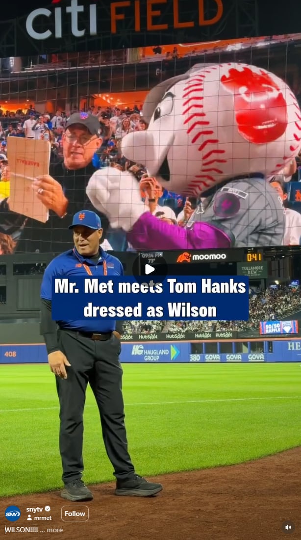 湯姆漢克斯 Tom Hanks MLB 球場巧遇《浩劫重生》排球!放聲呼喊:「威爾森」全場暴動!