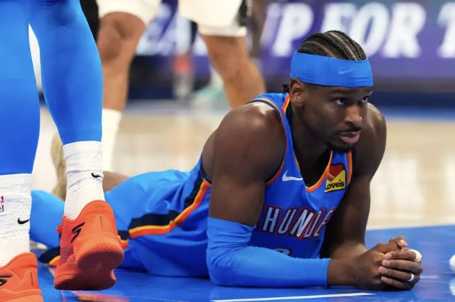 NBA/SGA 西決每 4 次出手就倒地 1 次!27.6% 倒地率數據曝光,網友笑封「地板流 GOAT」 !