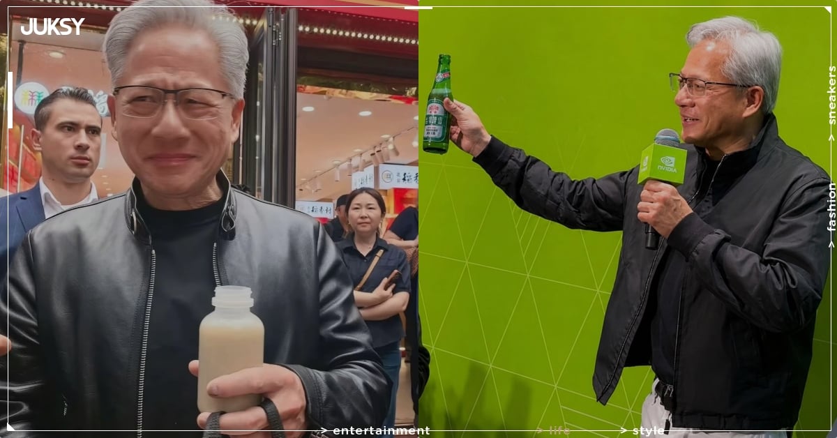 黃仁勳大喝台灣啤酒超開心!網友對比喝北京豆汁照片喊:「辛苦爸爸了!」