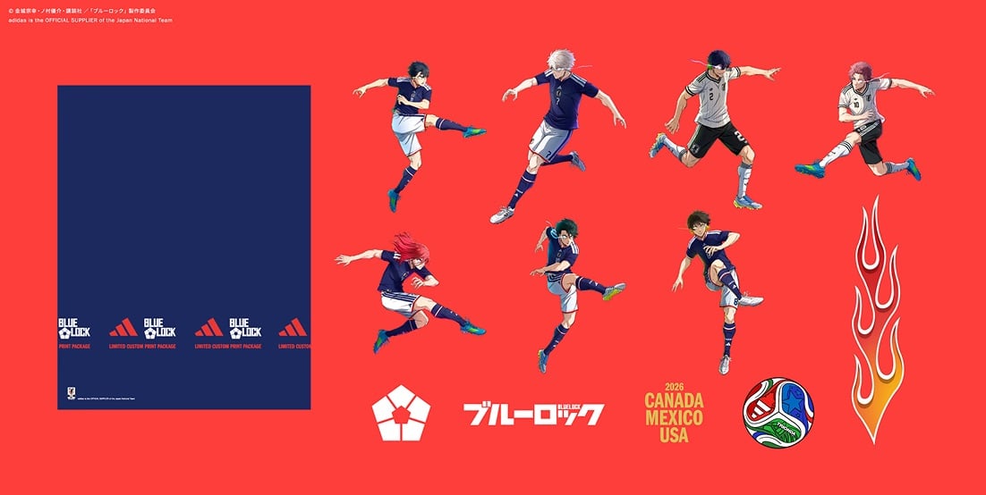 adidas 攜手《藍色監獄》打造日本代表隊球衣!潔世一、凪誠士郎等 7 位角色都能選擇!
