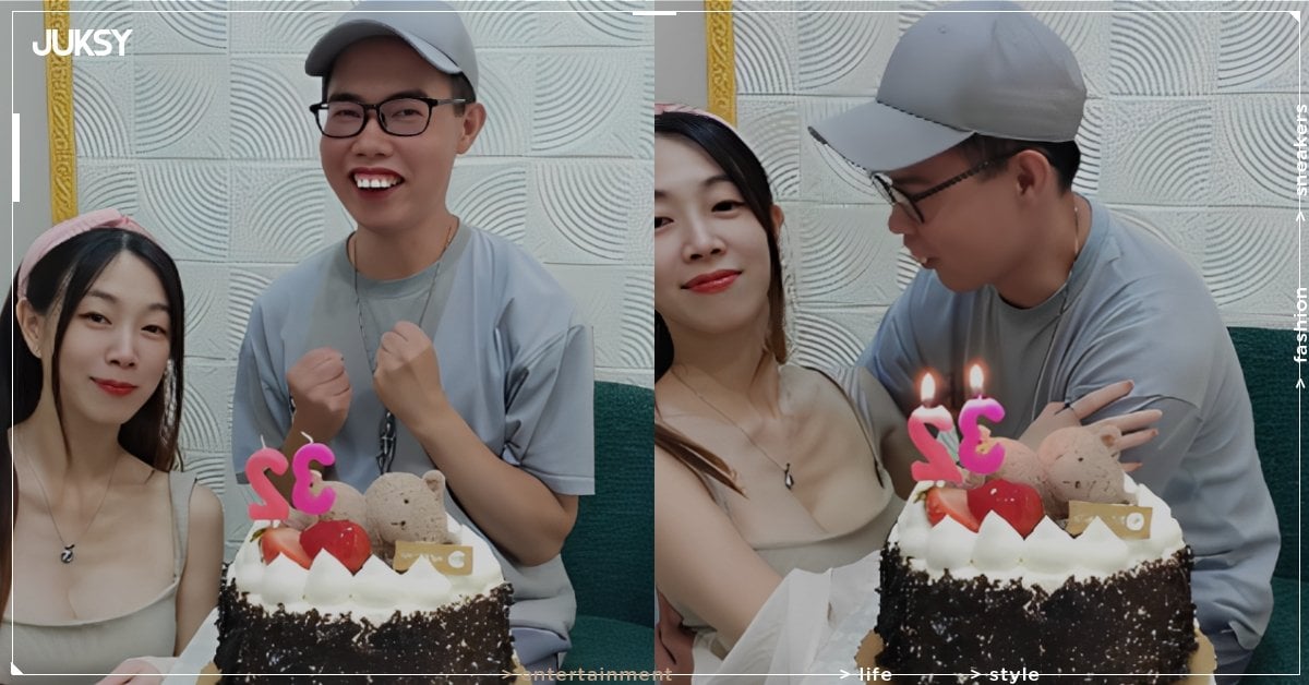 鄧佳華親吻簡簡放閃慶生！許願結婚生寶寶，女方嫌棄表情引網疑：「在利用男生！」