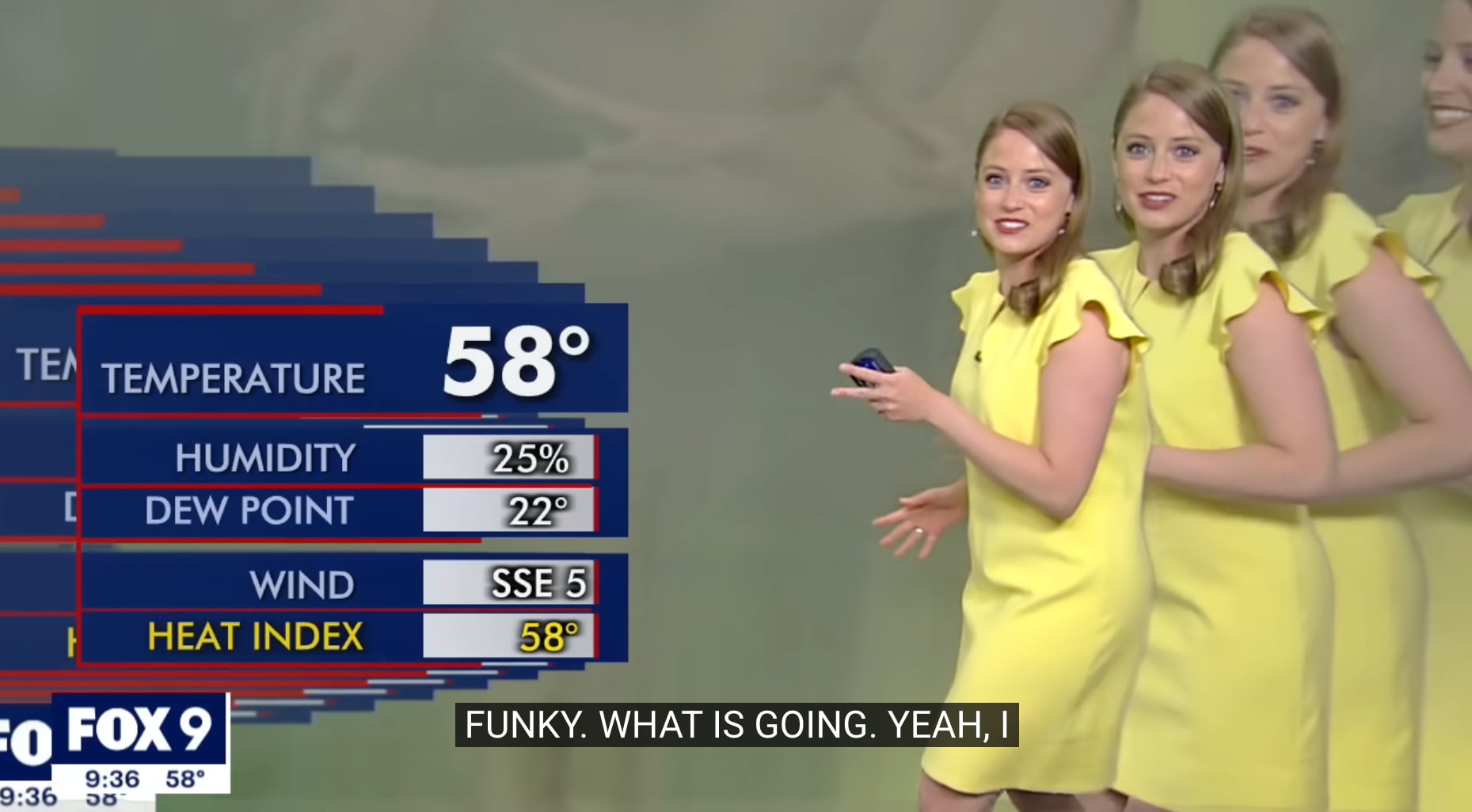 FOX9 氣象主播直播畫面故障！瞬間複製 10 個自己笑翻網友：「最可愛的氣象事故！」