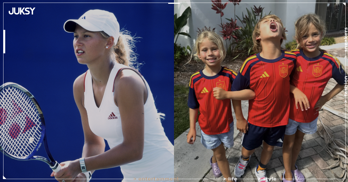 前網球名將安娜庫妮可娃 Anna Kournikova 曝光金髮三寶慶西班牙奪冠!8 歲雙胞胎、6 歲女兒穿球衣萌翻!