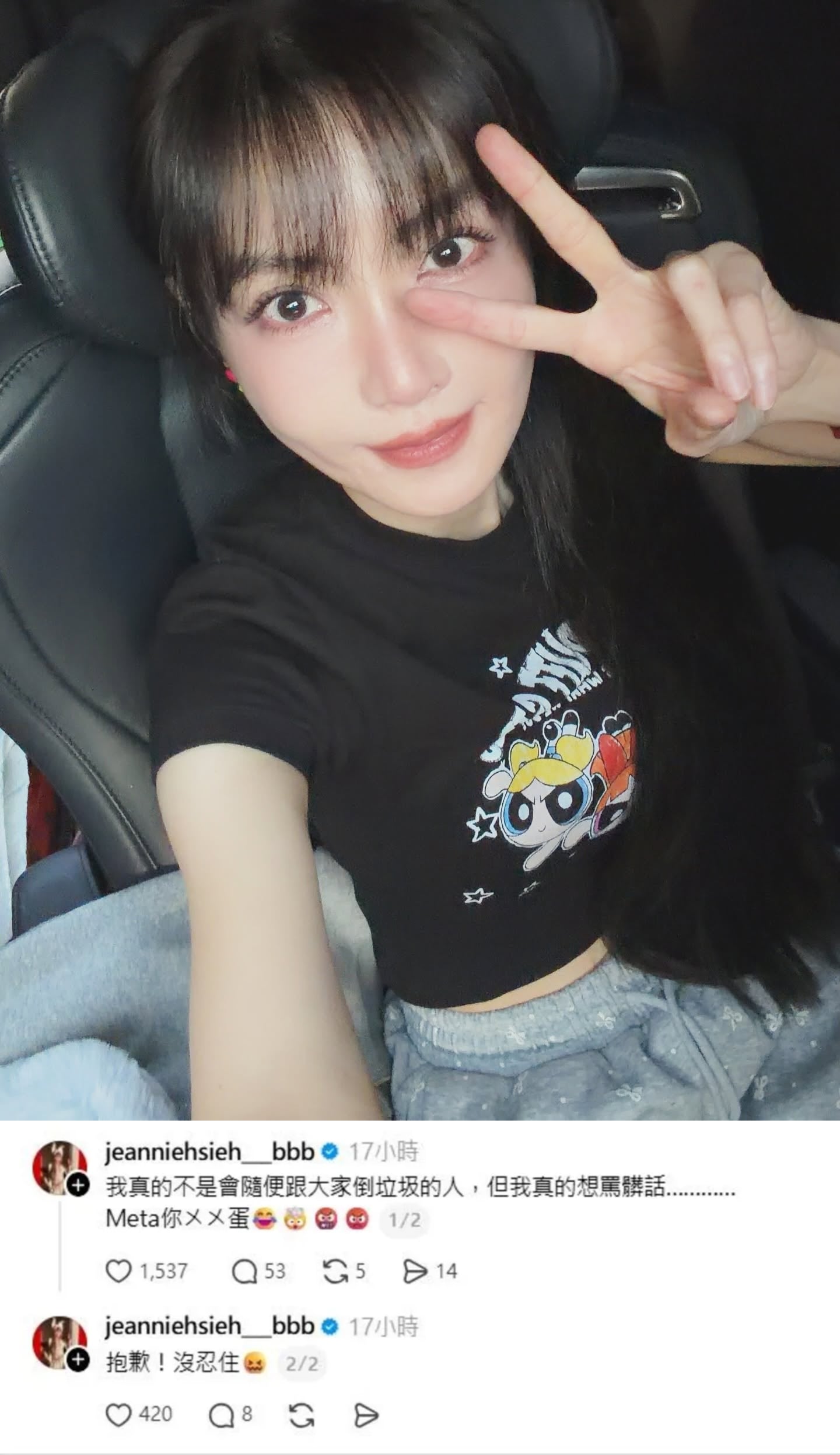 謝金燕深夜罕爆粗口飆罵 Meta!粉絲心疼:「姐姐怎麼了?」
