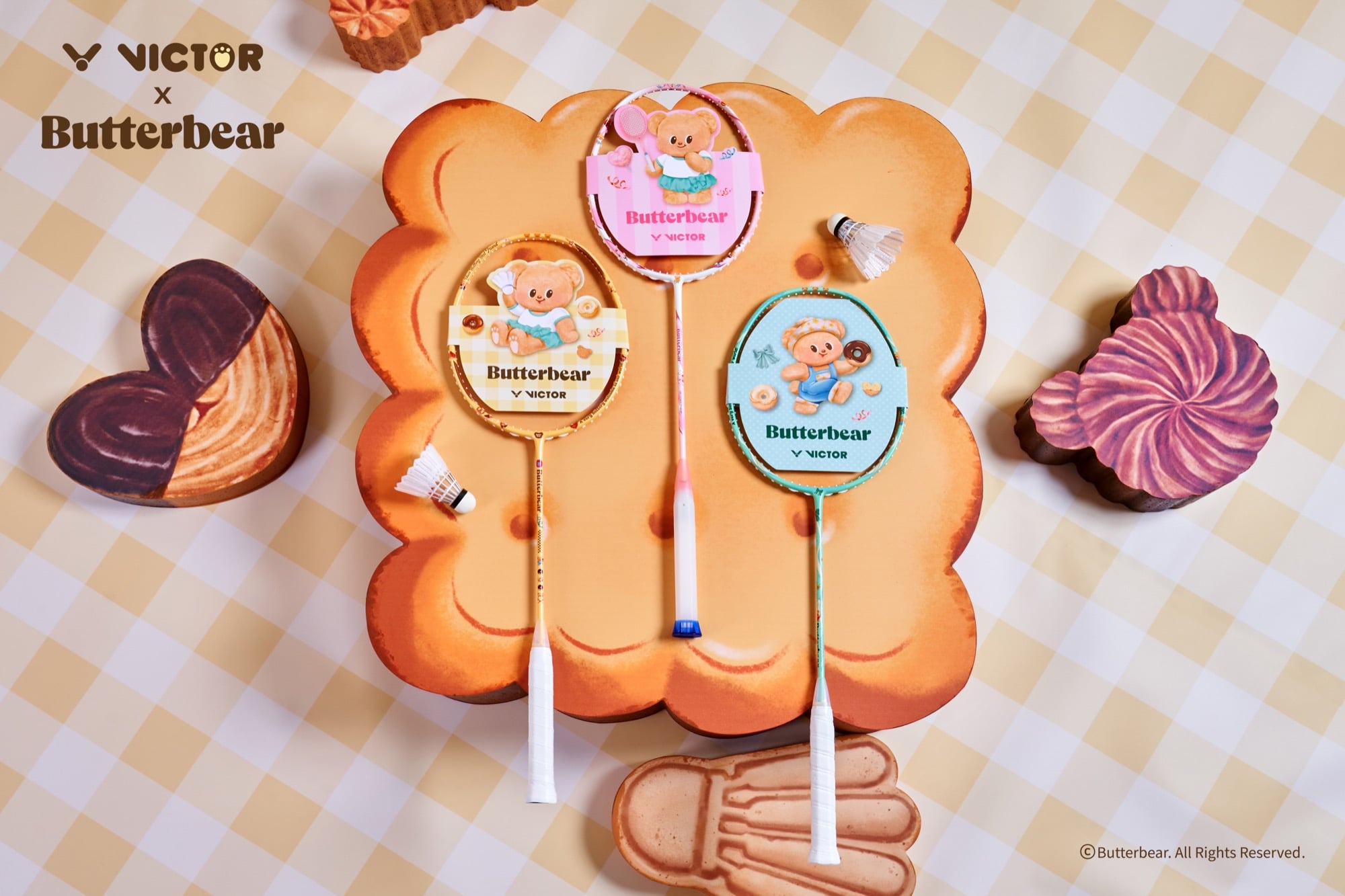 VICTOR與泰國超人氣IP Butterbear夢幻聯動  VICTOR x Butterbear聯名系列登場 打造溫暖系羽球裝備