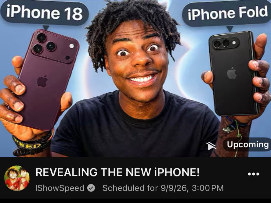 甲亢哥 IShowSpeed 直播預告曝光蘋果新產品？iPhone 18、摺疊機都有望現身引爆話題！