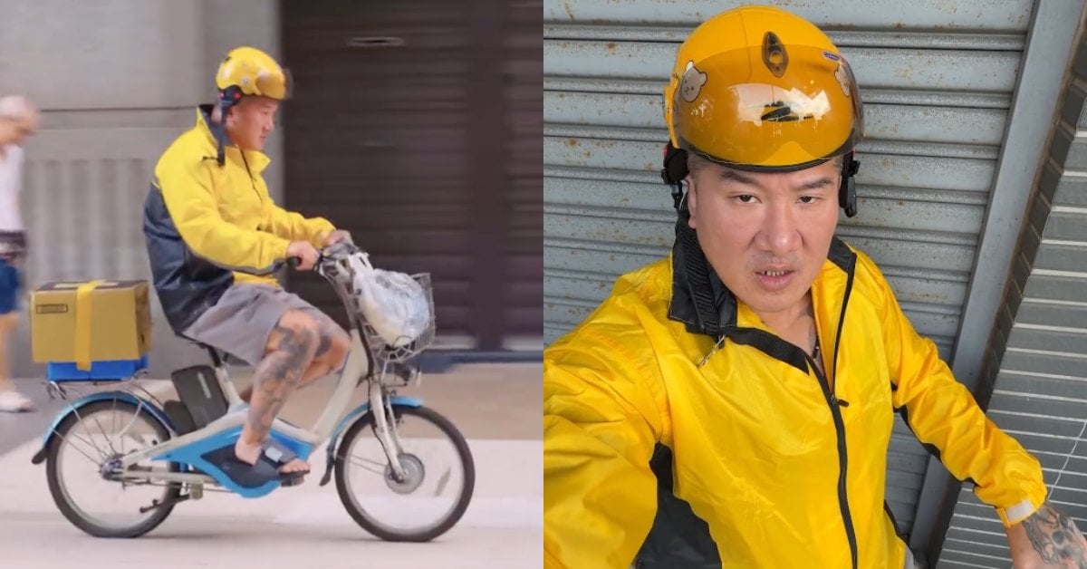 「館長」陳之漢模仿美團外賣外送員!穿黃外套騎腳踏車找客人,網友笑翻:「這感覺不能拖時間!」