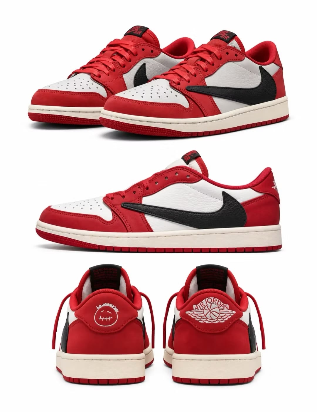 Travis Scott x Air Jordan 1 Low「芝加哥倒勾」曝光!經典紅白配色注入、傳 2027 年登場!