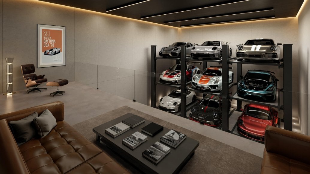 美國保時捷 Porsche Design Concours 汽車公寓曝光!22間車庫工作室、水療會所與24小時保全一次看