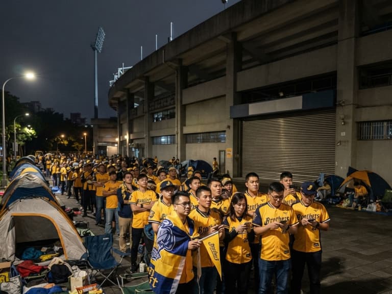 中信兄弟封王戰新莊凌晨就排隊！球迷搭帳篷卡位，網友喊：「彷彿回到職棒14年」