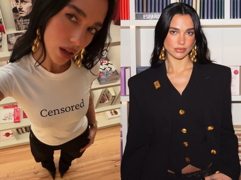 杜娃黎波 Dua Lipa 穿「審查」T恤現身葡萄牙書店，婚戒照、巴黎首店同步曝光！