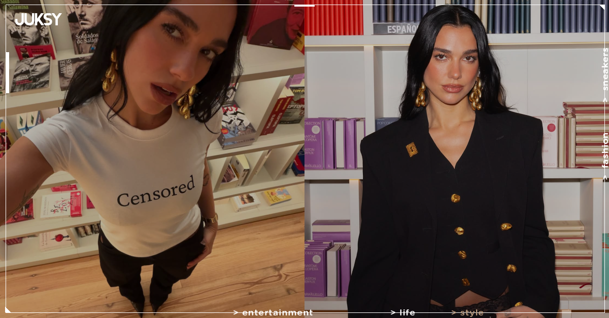 杜娃黎波 Dua Lipa 穿「審查」T恤現身葡萄牙書店,婚戒照、巴黎首店同步曝光!