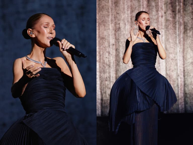 席琳狄翁 Céline Dion 巴黎巡演首站開唱！Boucheron 10.01 克拉鑽石項鍊配 Dior 黑色訂製禮服亮相！