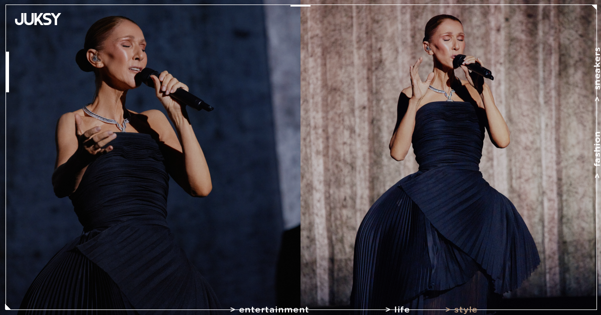 席琳狄翁 Céline Dion 巴黎巡演首站開唱!Boucheron 10.01 克拉鑽石項鍊配 Dior 黑色訂製禮服亮相!