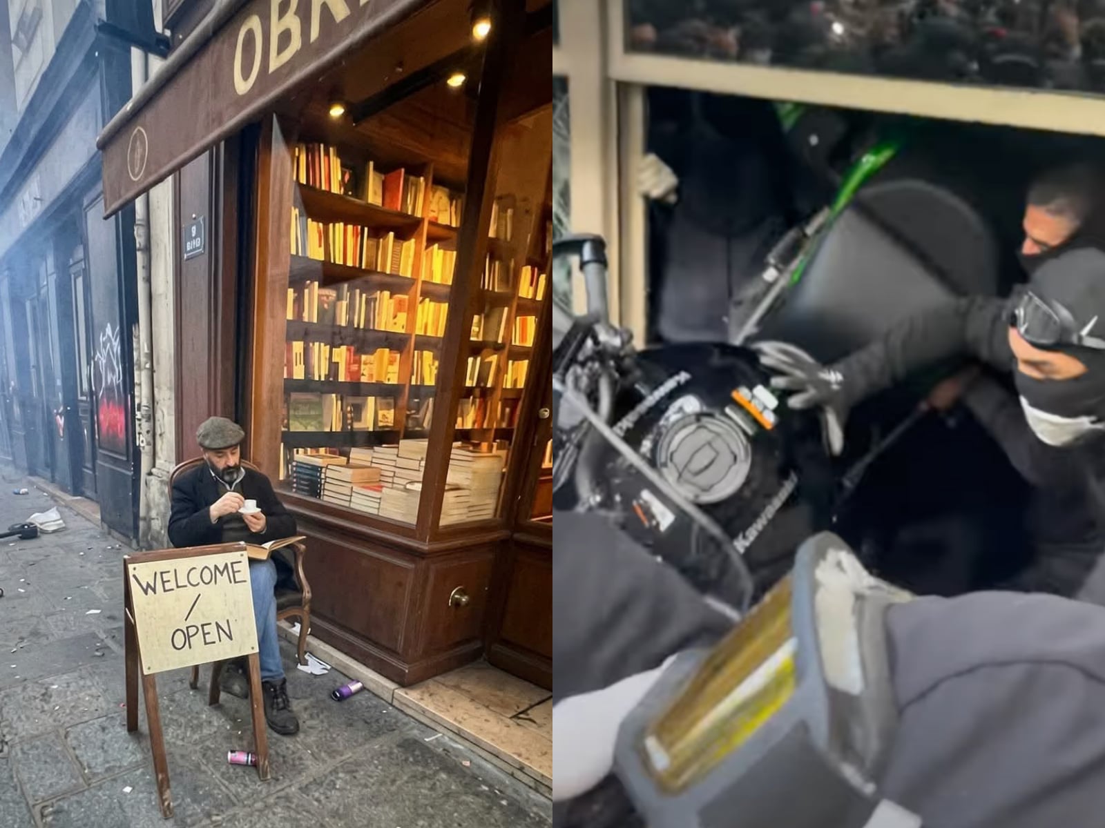 法國暴動各大店家遭洗劫！唯獨書店老闆淡定坐門口，網笑：「知識就是最好的防盜！」