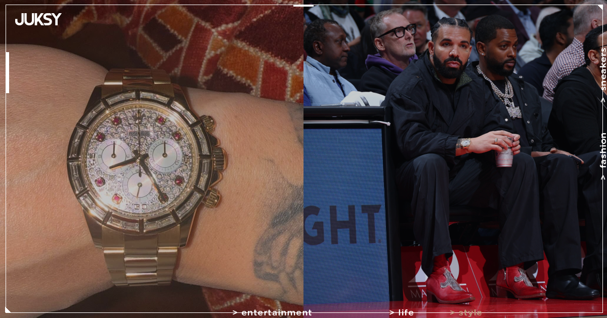 NBA/Drake 場邊戴滿鑽勞力士 Daytona 太耀眼!紅寶石時標極罕見現身⋯
