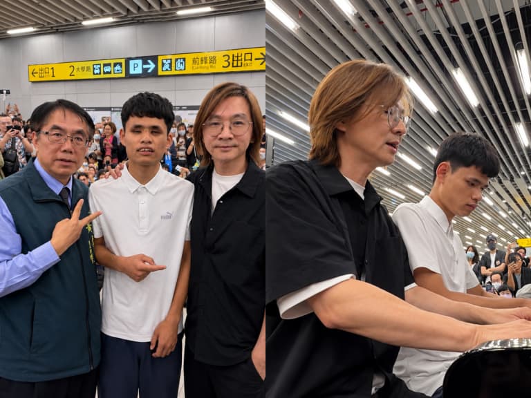 林隆璇台南車站快閃四手聯彈！攜陳俊豪指揮上百人合唱〈你那麼愛她〉