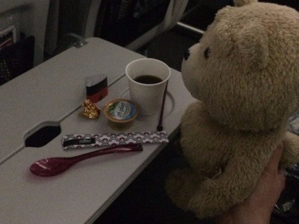 溫暖的空姐！她帶娃娃坐飛機　結果 Ted 玩偶也有一份餐