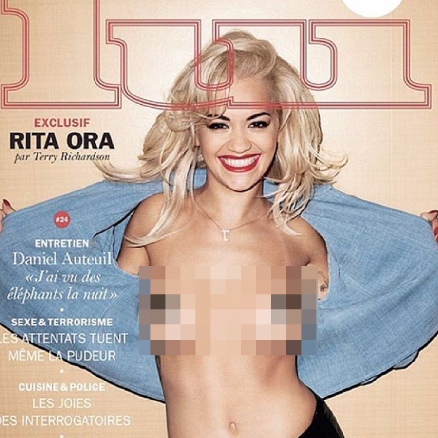 Rita Ora 性感敞開上衣　半裸登上雜誌封面！