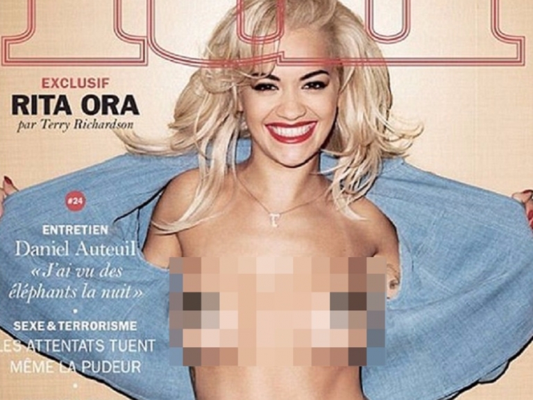 Rita Ora 性感敞開上衣　半裸登上雜誌封面！