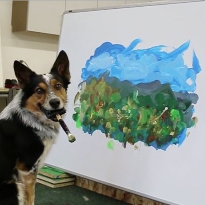 聰明狗狗繪出印象派風景畫　讓網友驚嘆：畫得比我還好！