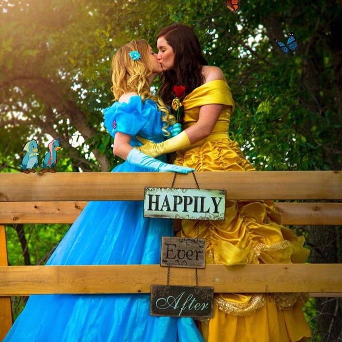 這一對同性情侶打扮成迪士尼公主　拍攝宛如童話世界的唯美婚紗照！