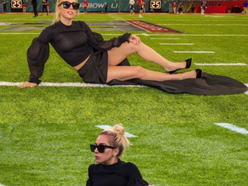 粉絲狂求原圖!Lady Gaga 女王降臨躺超級盃球場 攝影師意外從另外一個角度拍她...