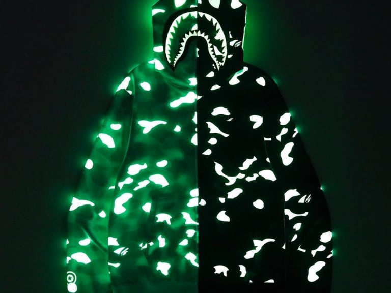 〔閃亮燒貨〕夜空中最閃亮的「猩」，BAPE 新番夜光 Glow in the dark 鯊魚外套超有新意！
