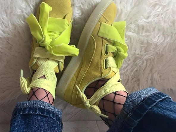 除了黑白色 Basket Heart 外,Puma 今季再推出搶眼顏色的 Suede Heart 波鞋!