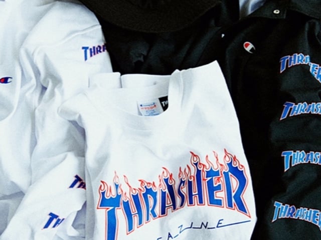 一次燒到位!Thrasher x BEAMS x Champion 三方聯名迸出最潮「藍火焰」