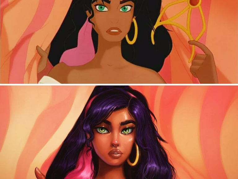 她將迪士尼公主變換成現代「濃妝風」　最美麗的公主反而是...