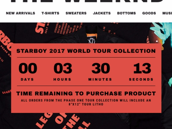 威肯 THE WEEKND 推出限量商品，官方網站只開賣 96 小時！