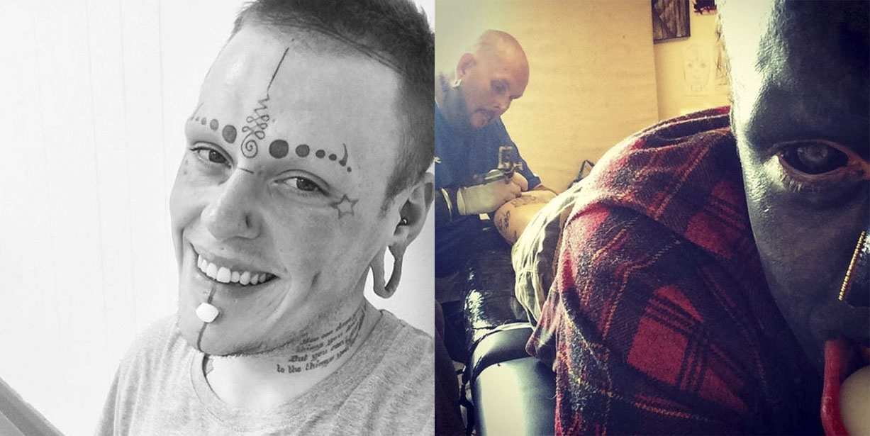 英國 27 歲男性瘋狂刺青,眼珠牙齦都不放過最後變成這樣...
