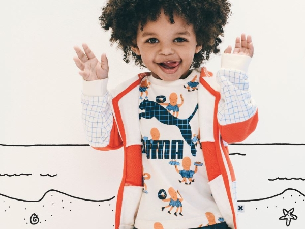 小小時尚潮孩看過來 PUMA x tinycottons 聯名童趣新作  游泳圈、冰淇淋桶、卡通章魚服務生   普普海洋渡假風　打造春遊無敵萌穿搭
