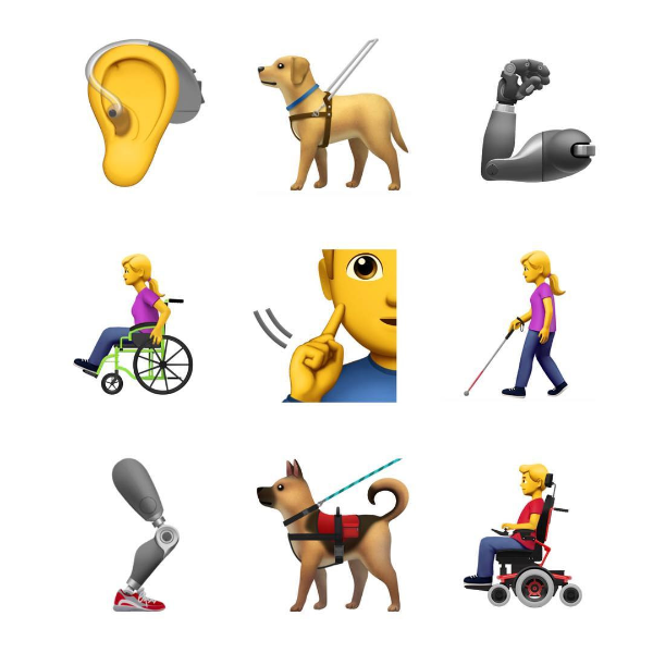 更多元化！Apple 將在 2019 推出身障人士 Emoji 表情符號，導盲犬和助聽器都出現！