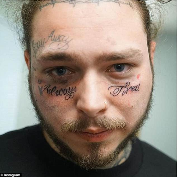 太狂！Post Malone 在眼皮下增添新刺青　全身上下每個部位都可以挑戰紋身！