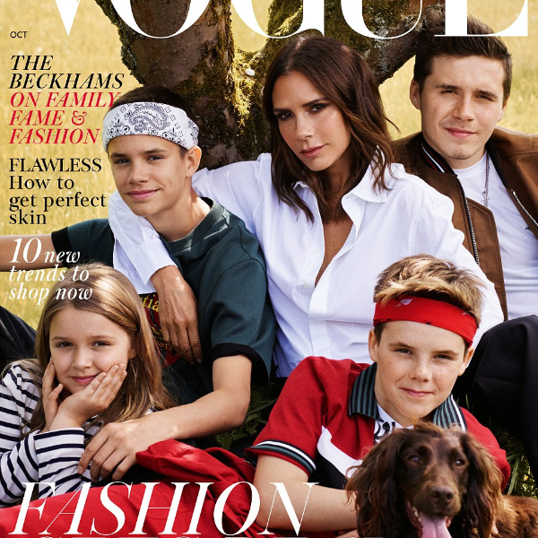 小七第一次登場！貝克漢家庭登上英國版《Vogue》封面　一家六口明星話題度超強！