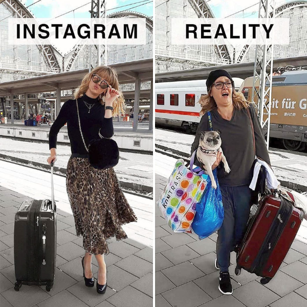 Instagram 炫耀照和現實生活大不相同　她的對比照讓許多網友讚「這才是寫實」！