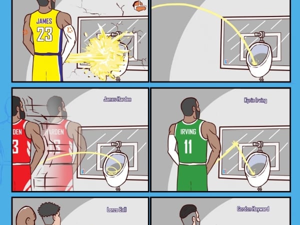 原來 NBA球星都這樣上廁所 !泰國插畫師教你用「尿尿習慣」分析球員球風
